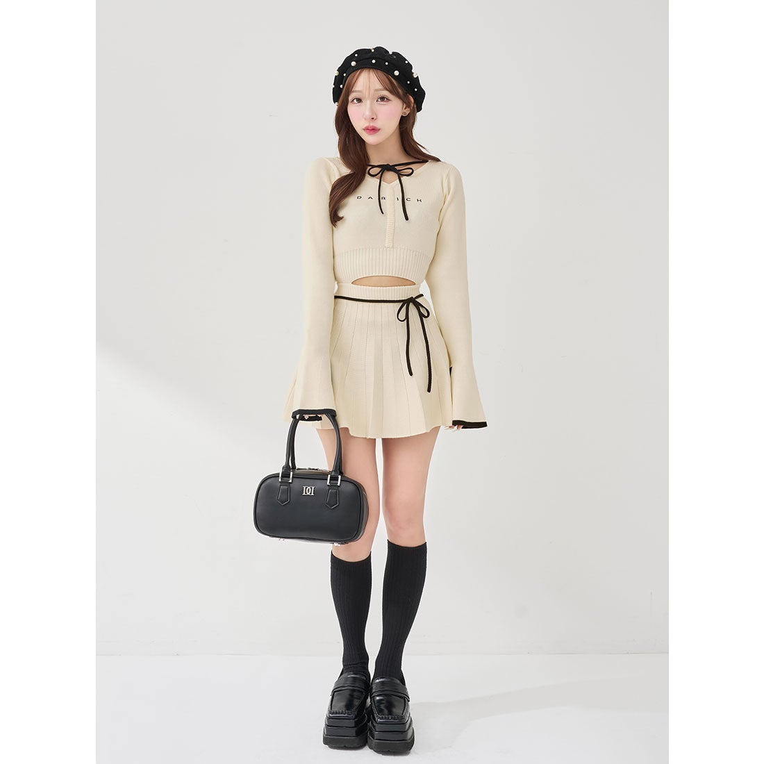ダーリッチ Darich ウエストオープンリボンデザインニットミニ