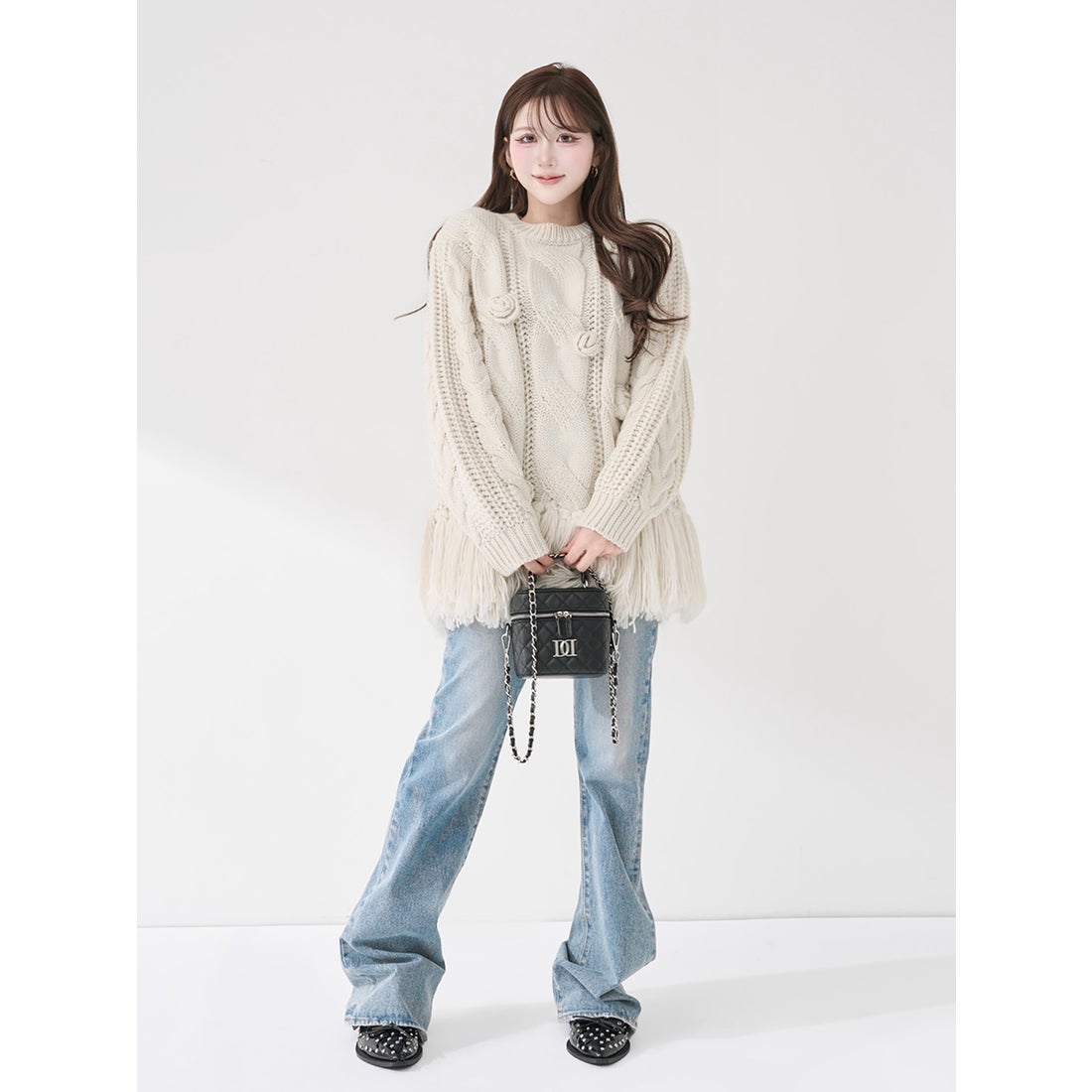 ダーリッチ Darich ローズモチーフニットチュニック （ホワイト