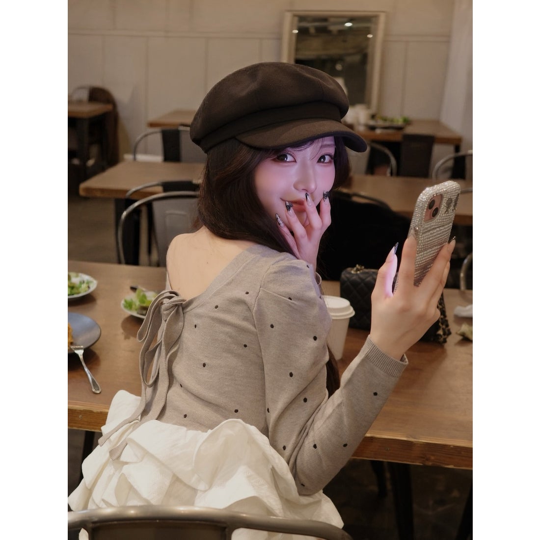 ダーリッチ Darich ボリュームフレアニットチュニック （グレー