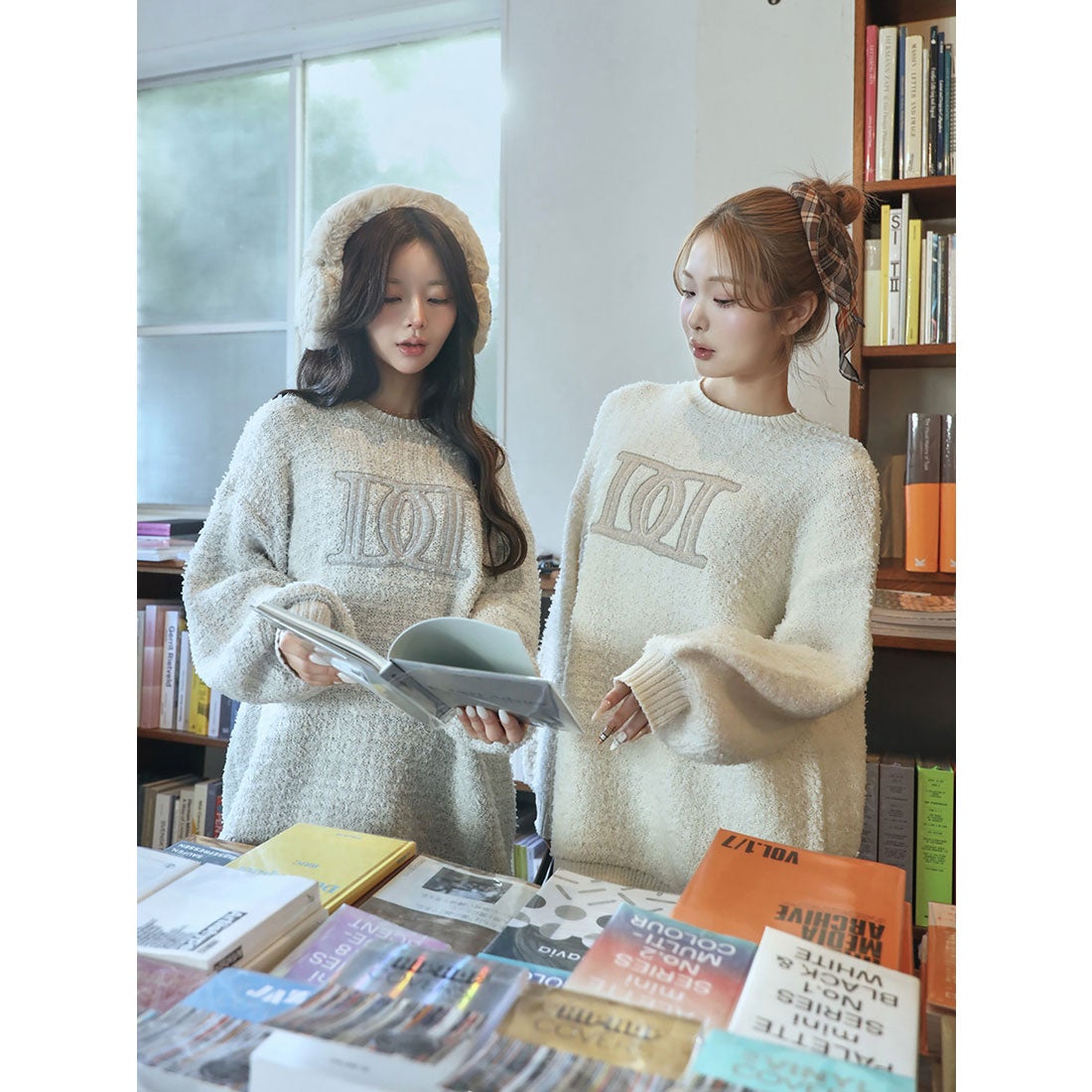 ダーリッチ Darich DDロゴツイードニットプルオーバー （サックス