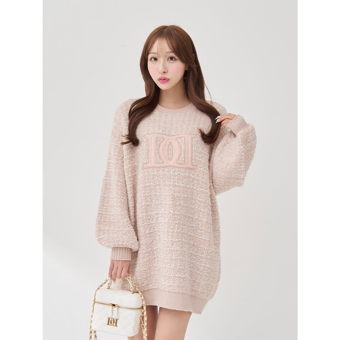 ダーリッチ Darich DDロゴツイードニットプルオーバー （ピンク