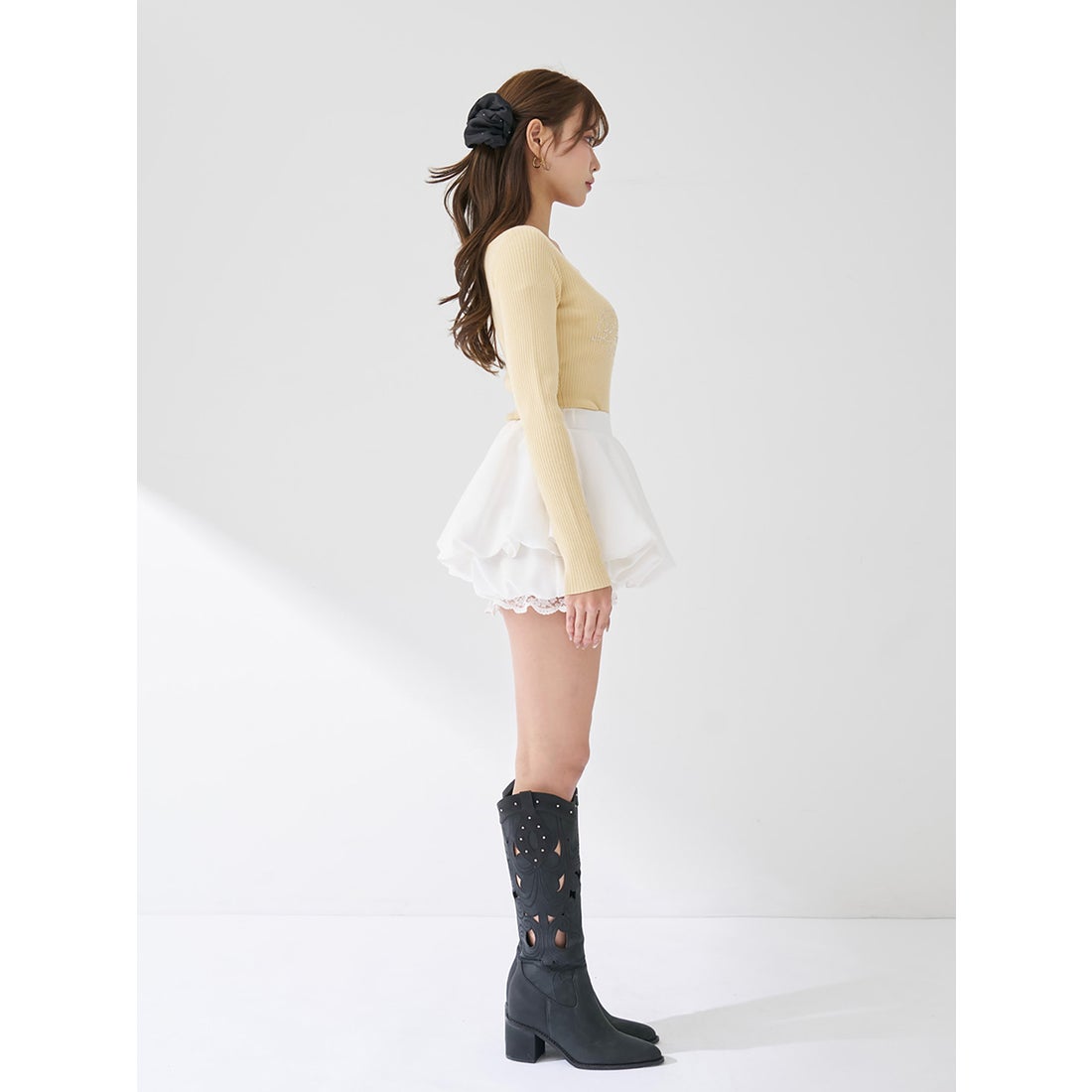 ダーリッチ Darich ボリュームバルーンミニスカート （ホワイト