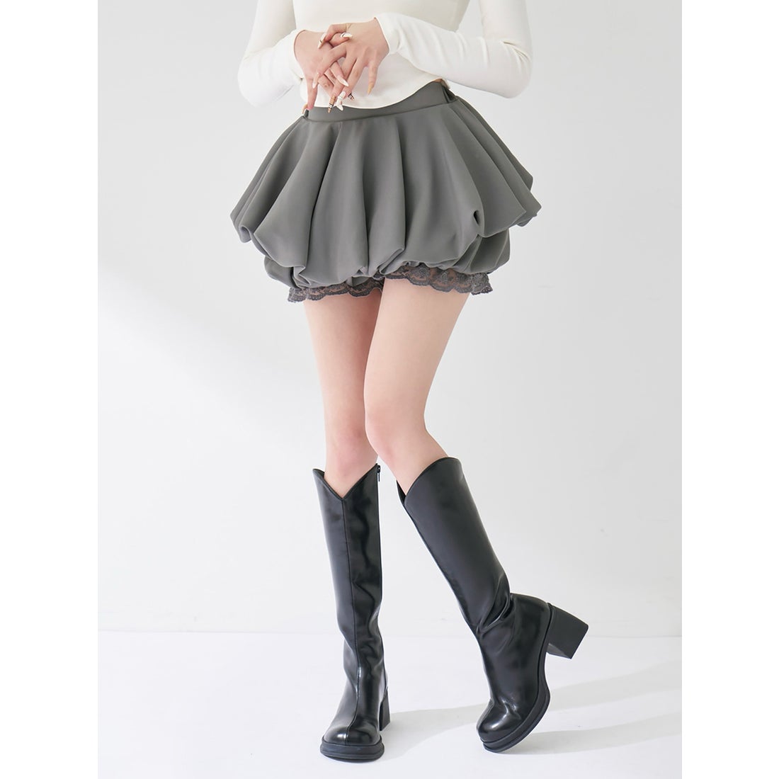 ダーリッチ Darich ボリュームバルーンミニスカート （グレー