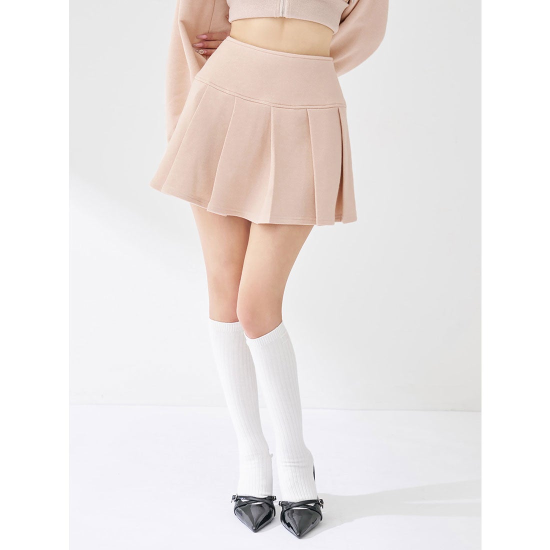 ダーリッチ Darich カラーラメスウェットプリーツミニスカート