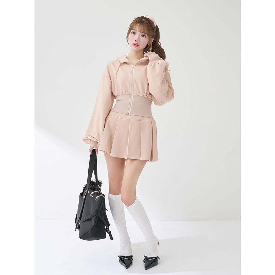 ダーリッチ Darich カラーラメスウェットプリーツミニスカート