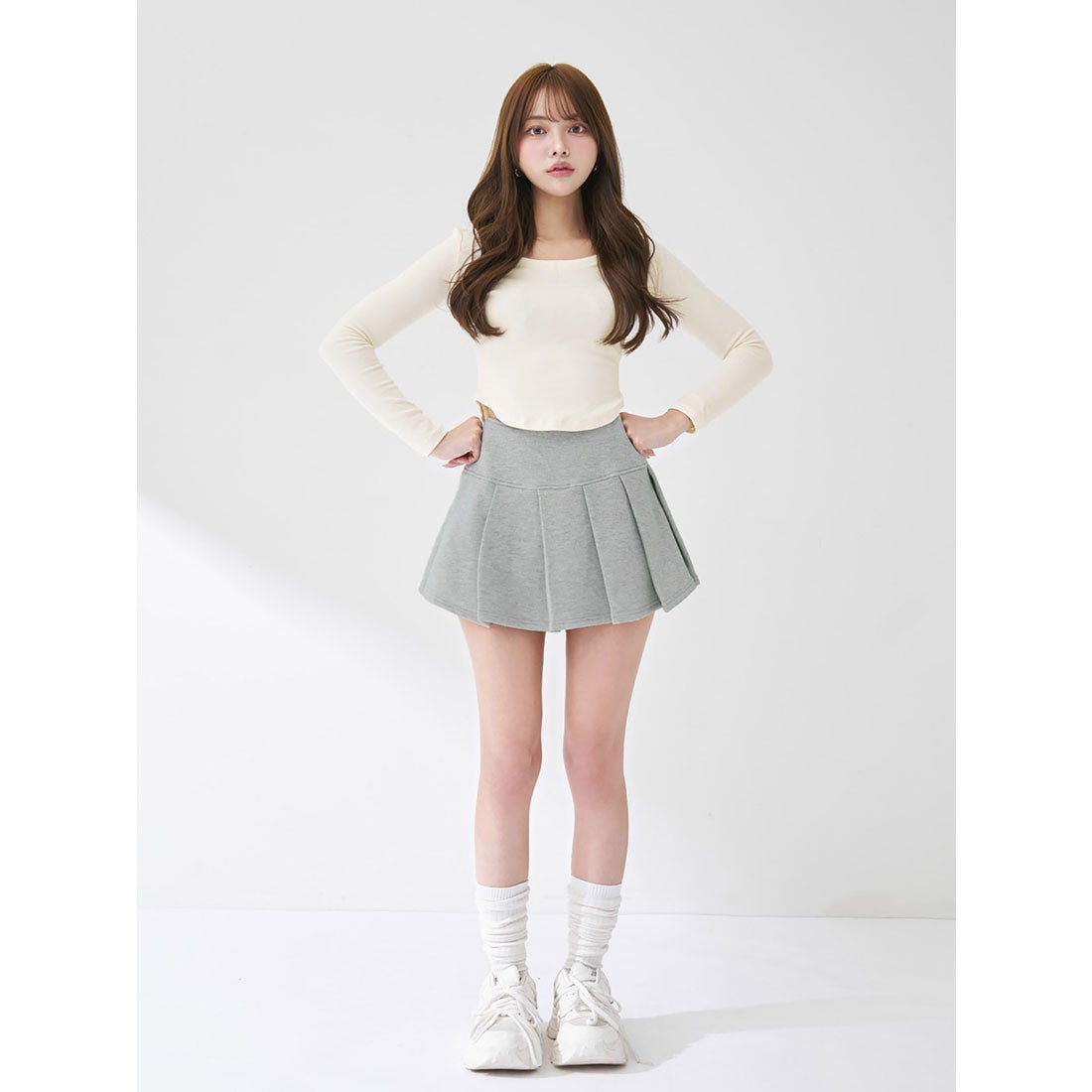 ダーリッチ Darich カラーラメスウェットプリーツミニスカート