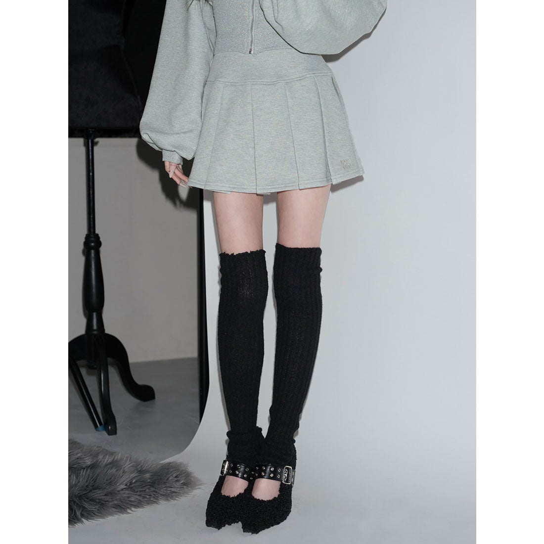 ダーリッチ Darich カラーラメスウェットプリーツミニスカート