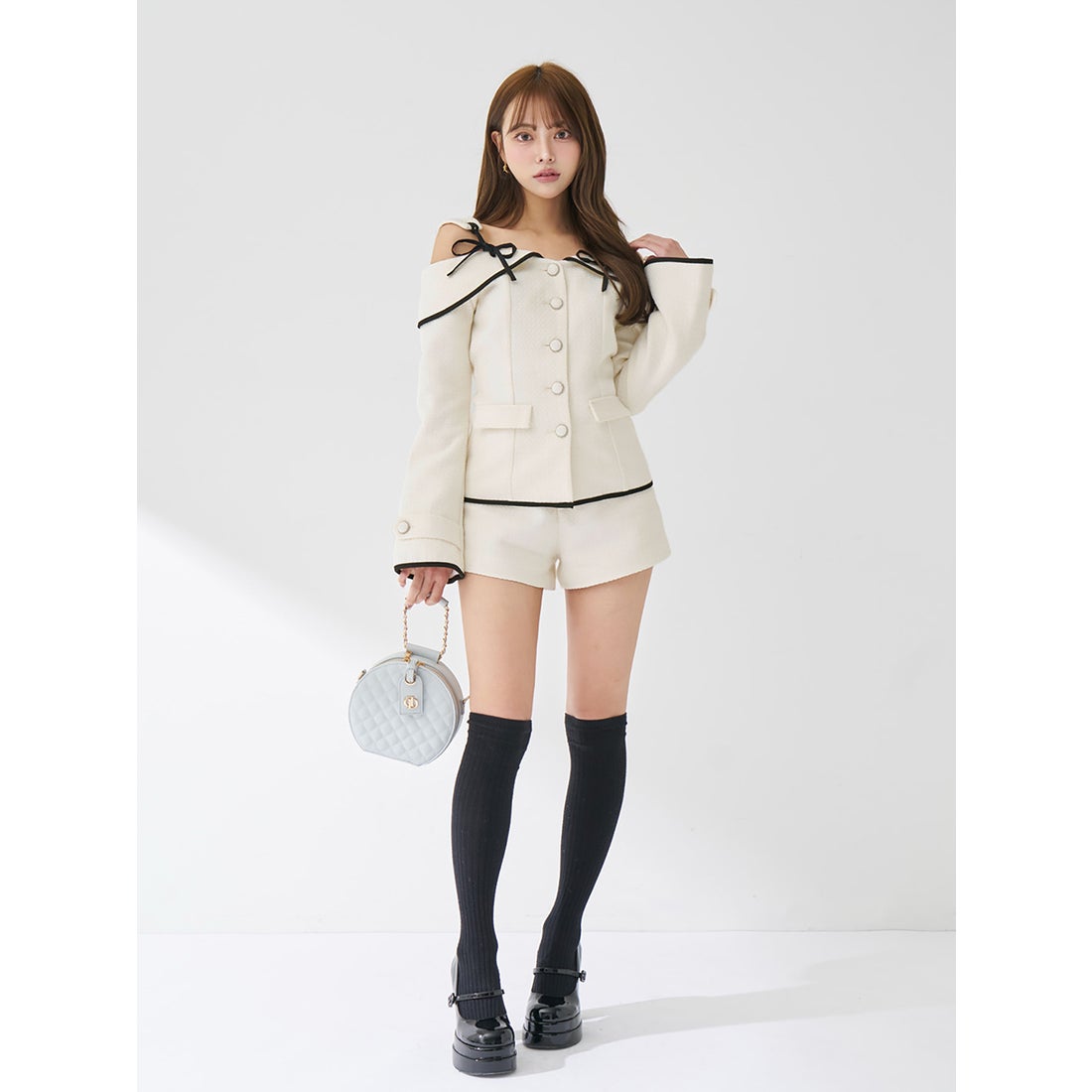 ダーリッチ Darich ボンディングツイードオフショルチュニック