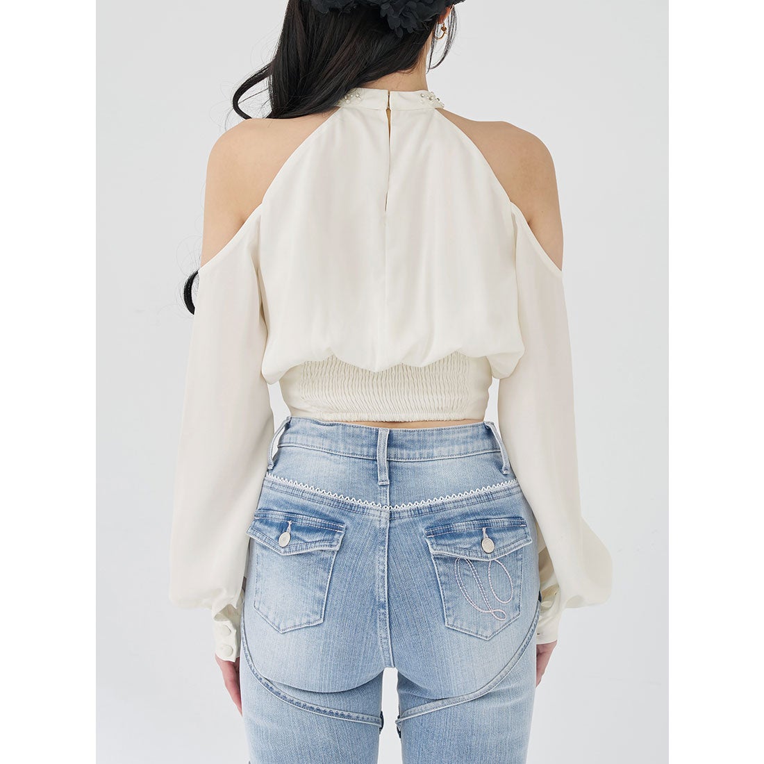 ダーリッチ Darich パールネックアメスリブラウス （ピンク