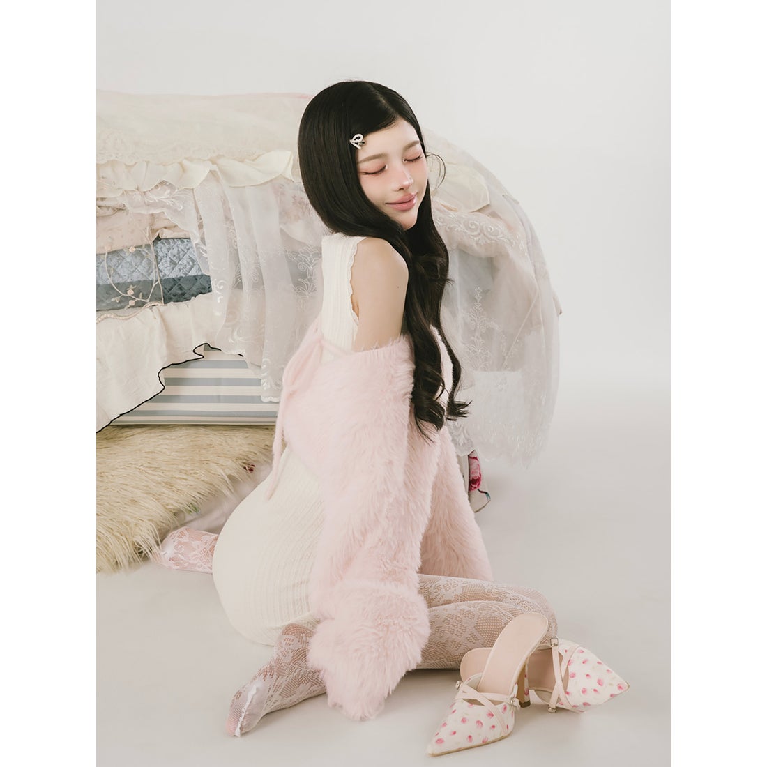 ダーリッチ Darich ケーブルニットソーセットミニワンピース （ピンク