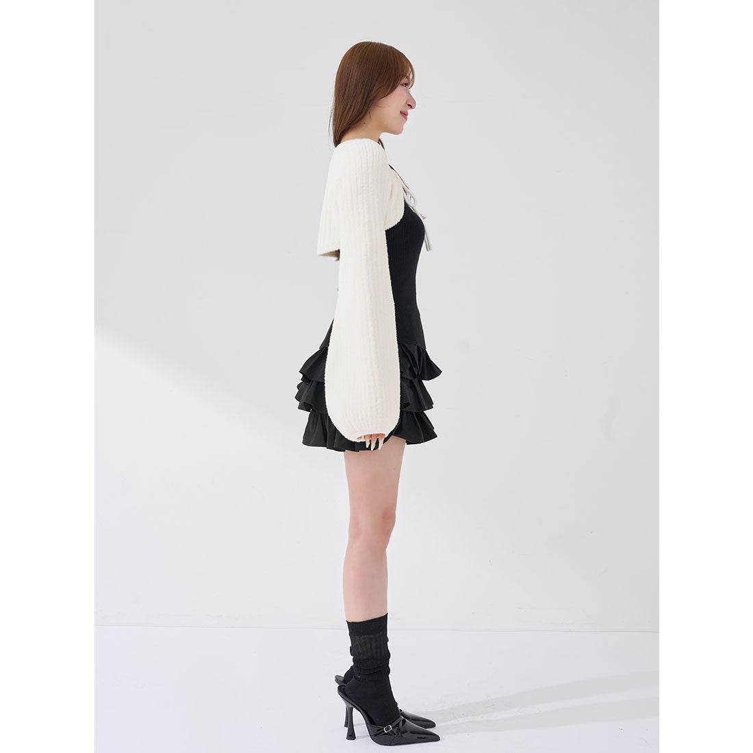 ダーリッチ Darich ティアードフリルミニワンピース （ベージュ