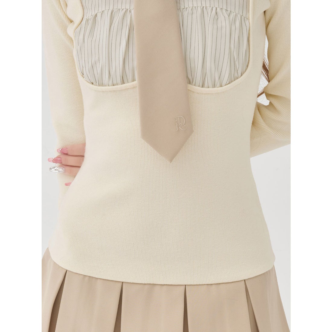 ダーリッチ Darich ネクタイシャツドッキングニットミニワンピース