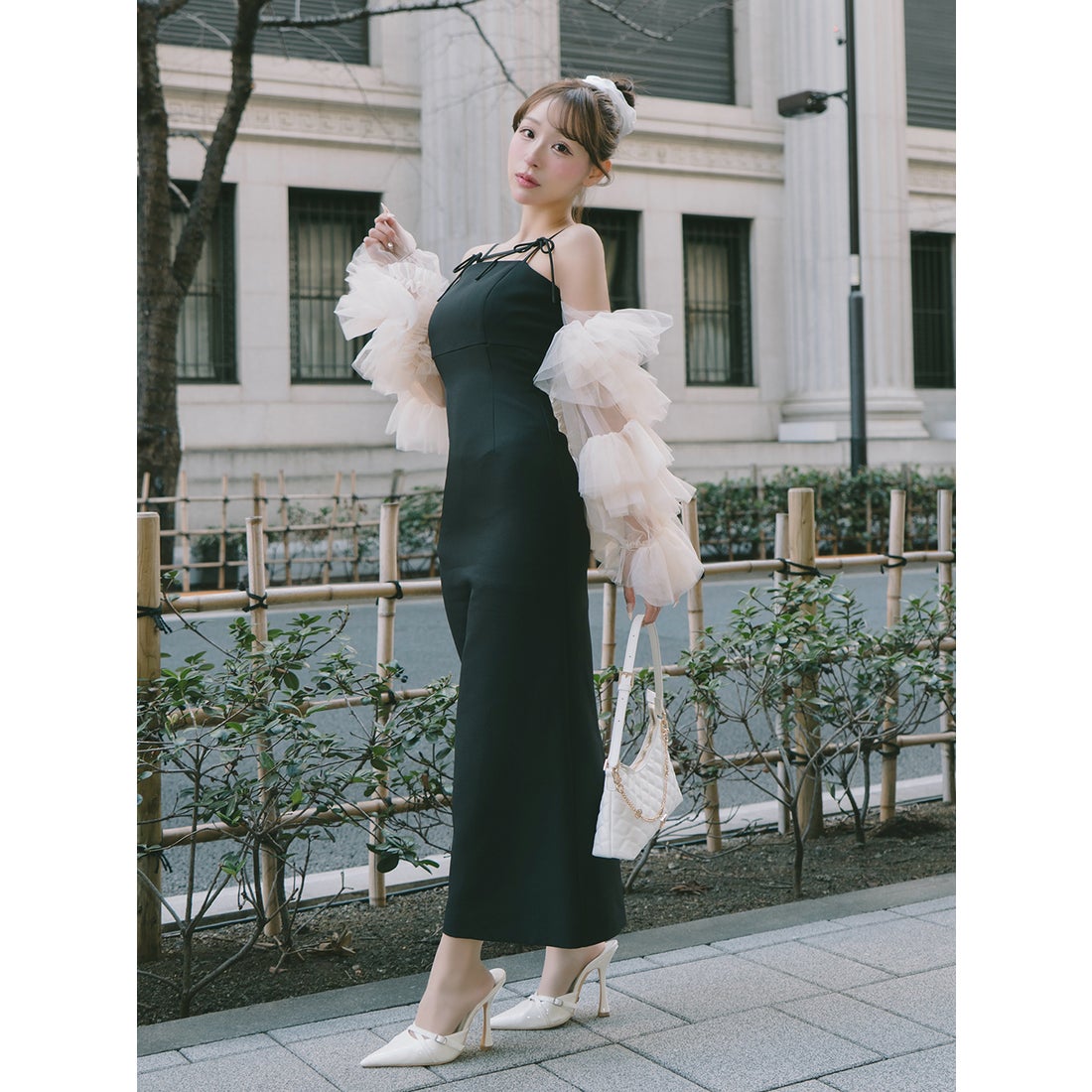 ダーリッチ Darich ボリュームスリーブチュールロングドレス