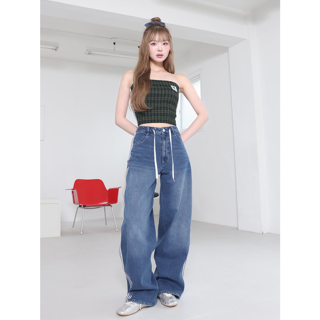 ダーリッチ Darich リメイクライクワイドデニムパンツ （ブルー