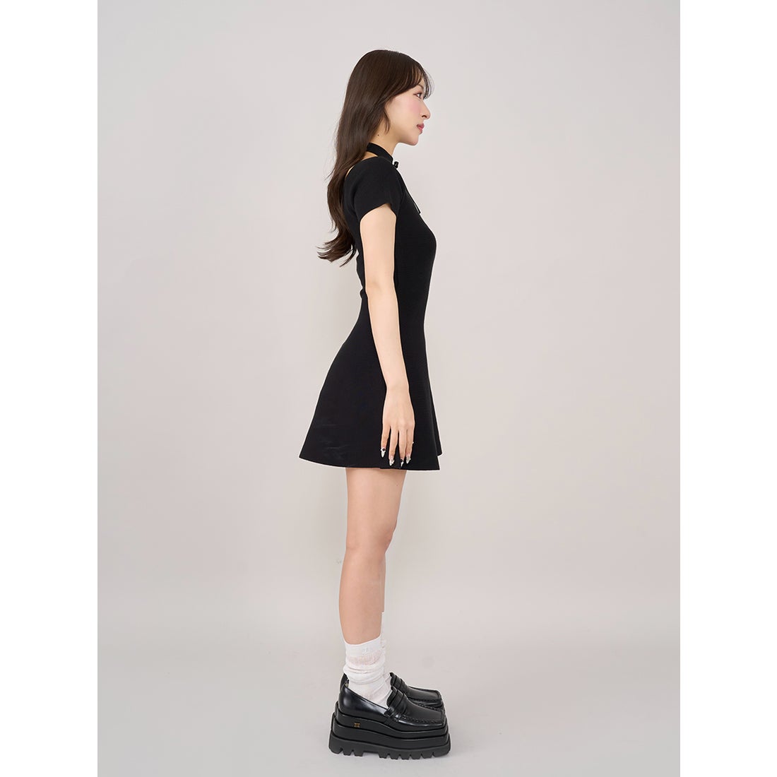 ダーリッチ Darich アメスリレースフレアニットミニワンピース