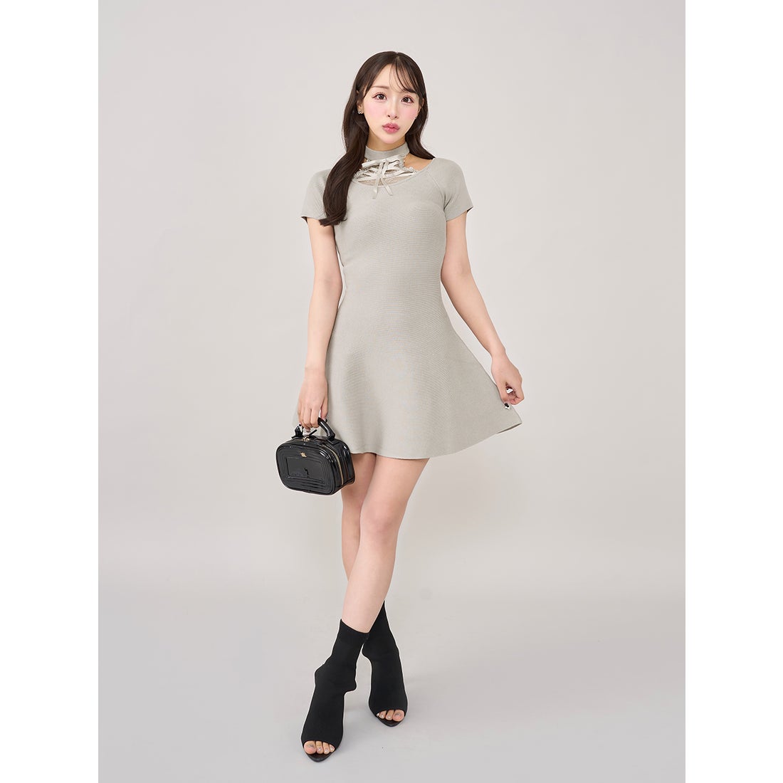 ダーリッチ Darich アメスリレースフレアニットミニワンピース