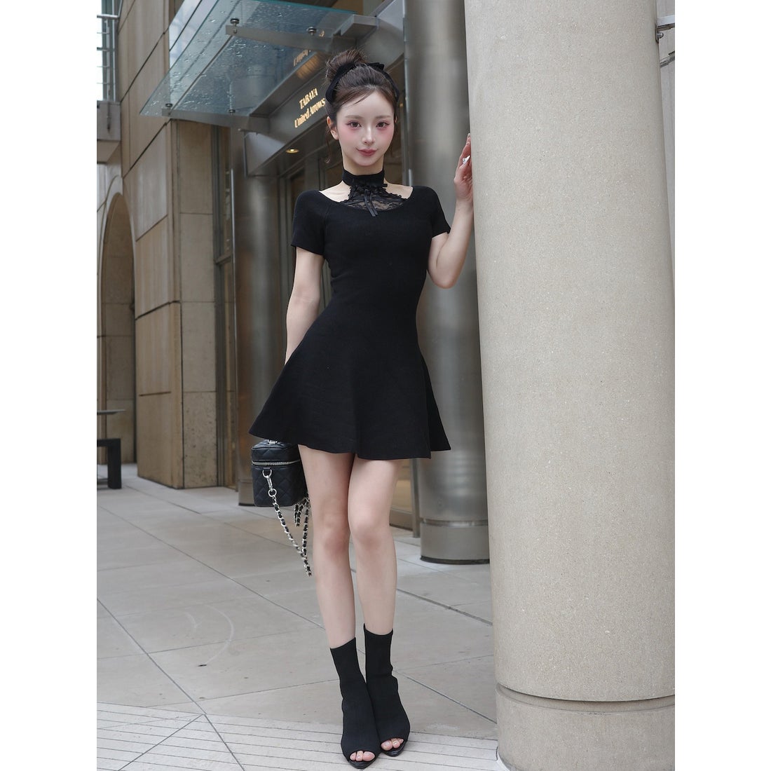 ダーリッチ Darich アメスリレースフレアニットミニワンピース