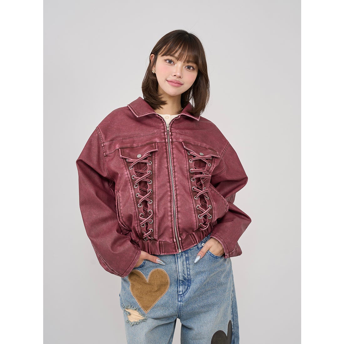 ダーリッチ Darich ラインレザーオーバージャケット （レッド