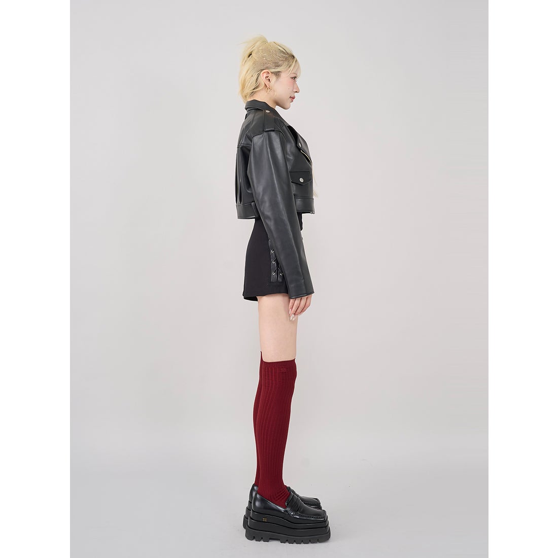 ダーリッチ Darich ドロップショートライダースジャケット （ブラック