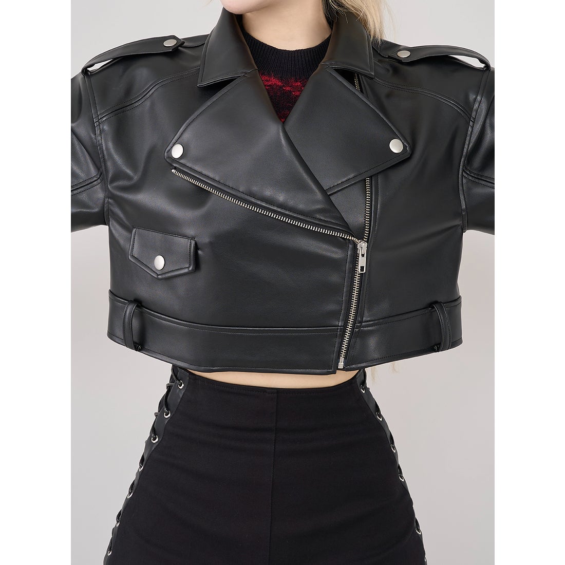 ダーリッチ Darich ドロップショートライダースジャケット （ブラック