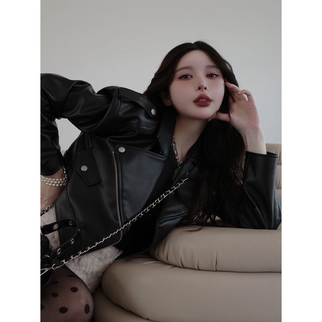 ダーリッチ Darich ドロップショートライダースジャケット （ブラック