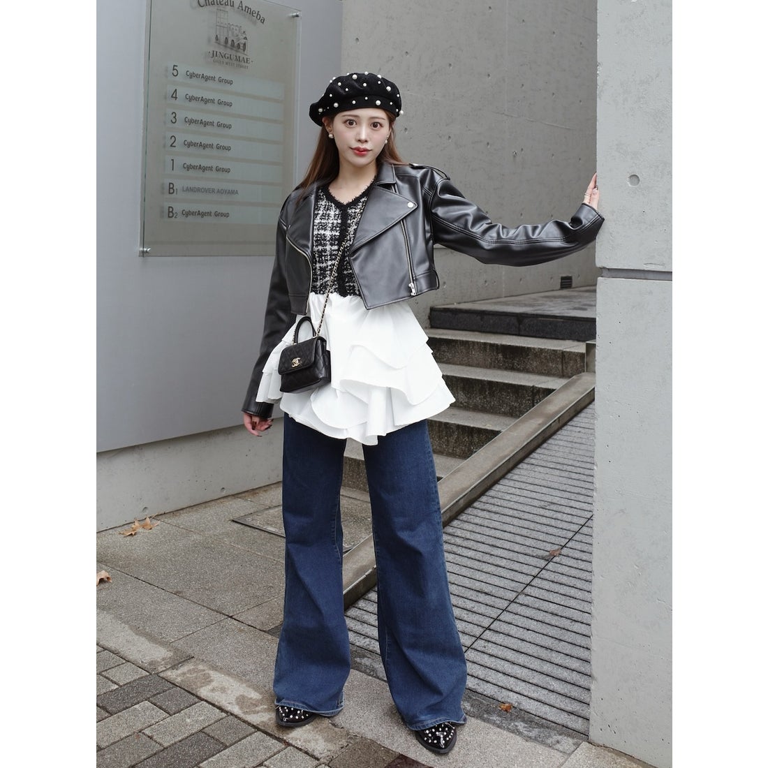 ダーリッチ Darich ドロップショートライダースジャケット （ブラック