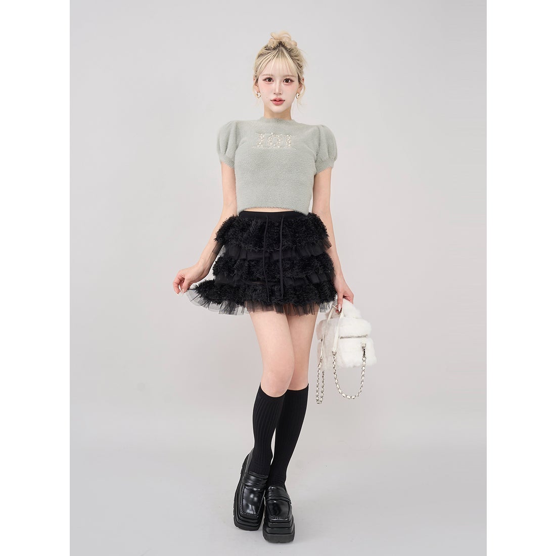 ダーリッチ Darich ファンシービーズDDロゴニットトップス （グレー