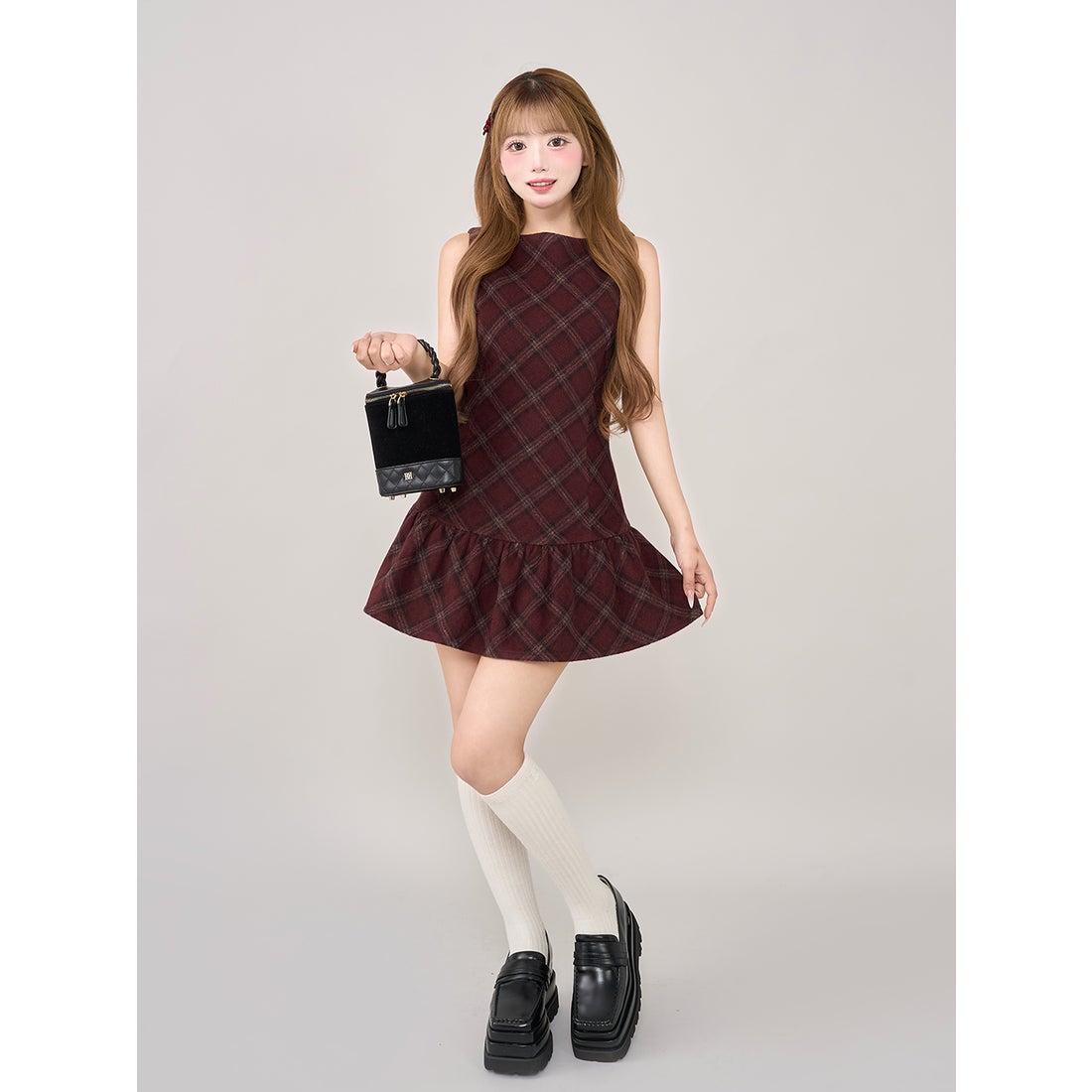 ダーリッチ Darich タータンチェックノースリミニワンピース