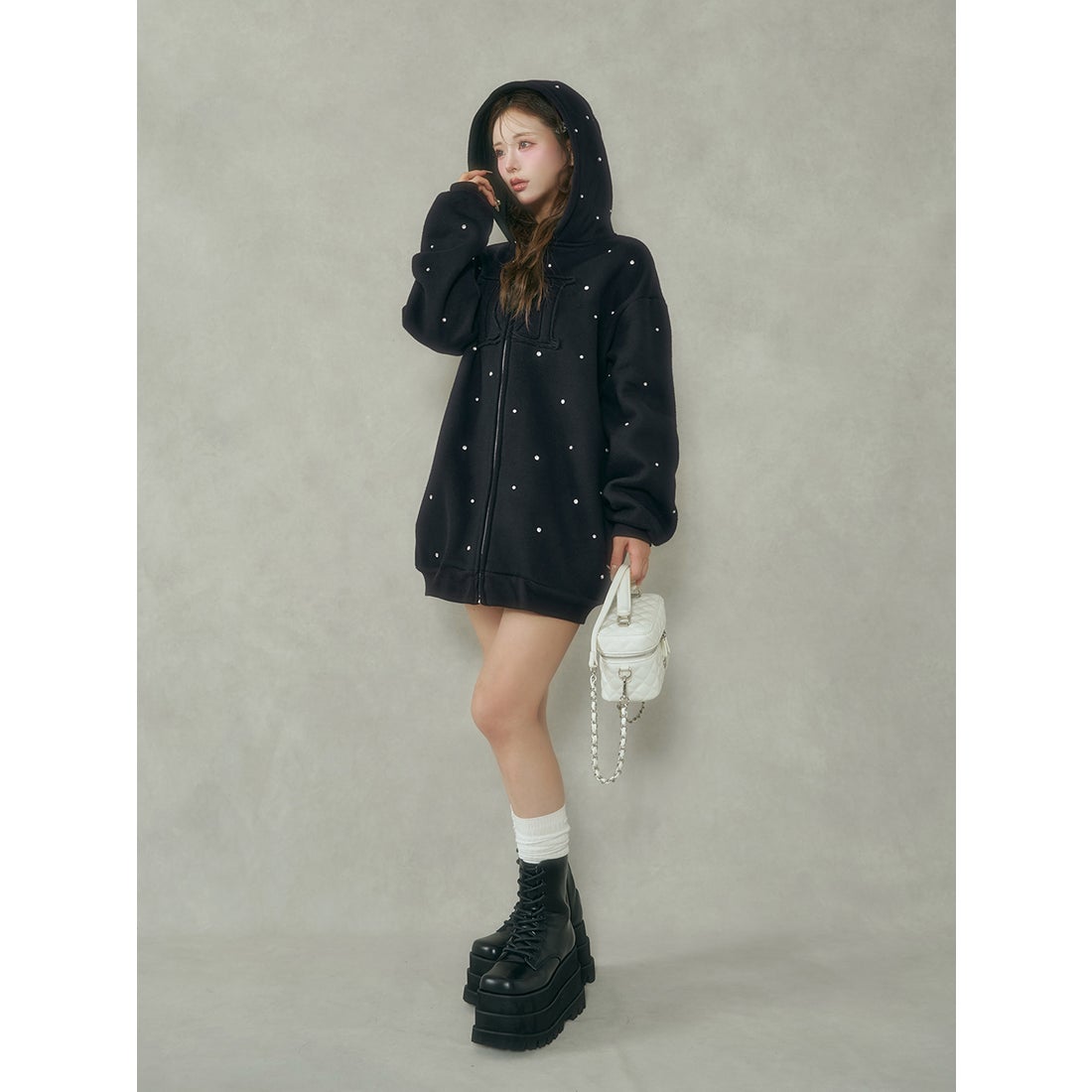 ダーリッチ Darich DDロゴビジュージップパーカー （ブラック