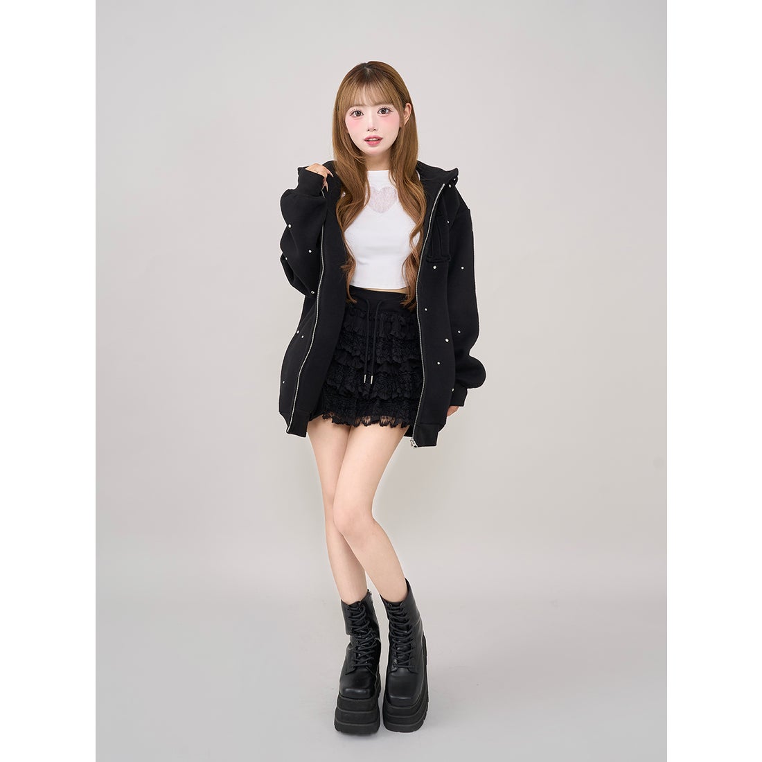 ダーリッチ Darich DDロゴビジュージップパーカー （ブラック