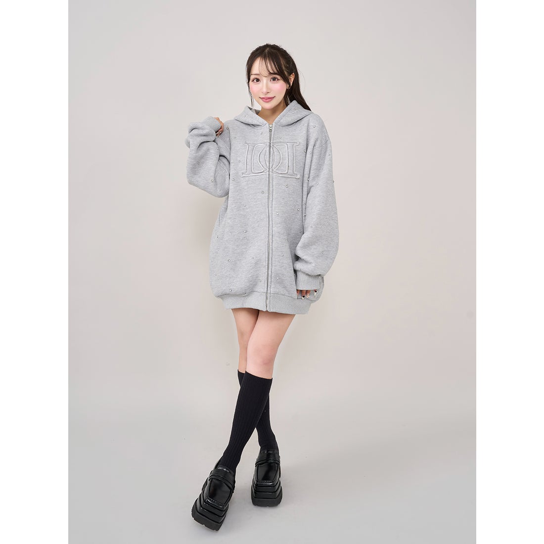 ダーリッチ Darich DDロゴビジュージップパーカー （グレー