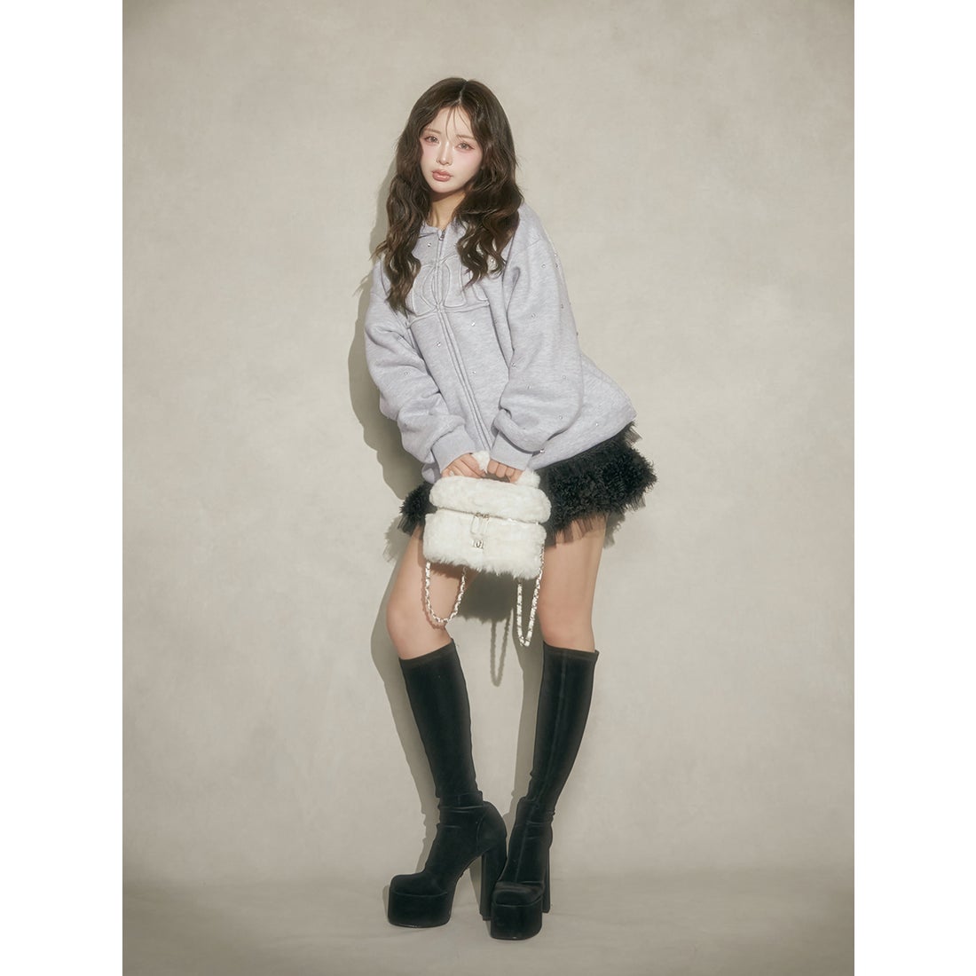 ダーリッチ Darich DDロゴビジュージップパーカー （グレー