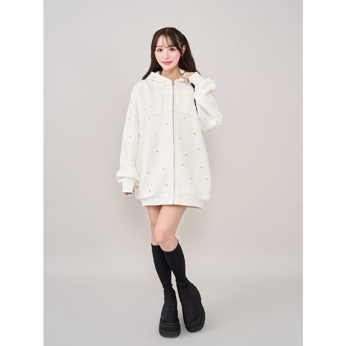 ダーリッチ Darich DDロゴビジュージップパーカー （ホワイト