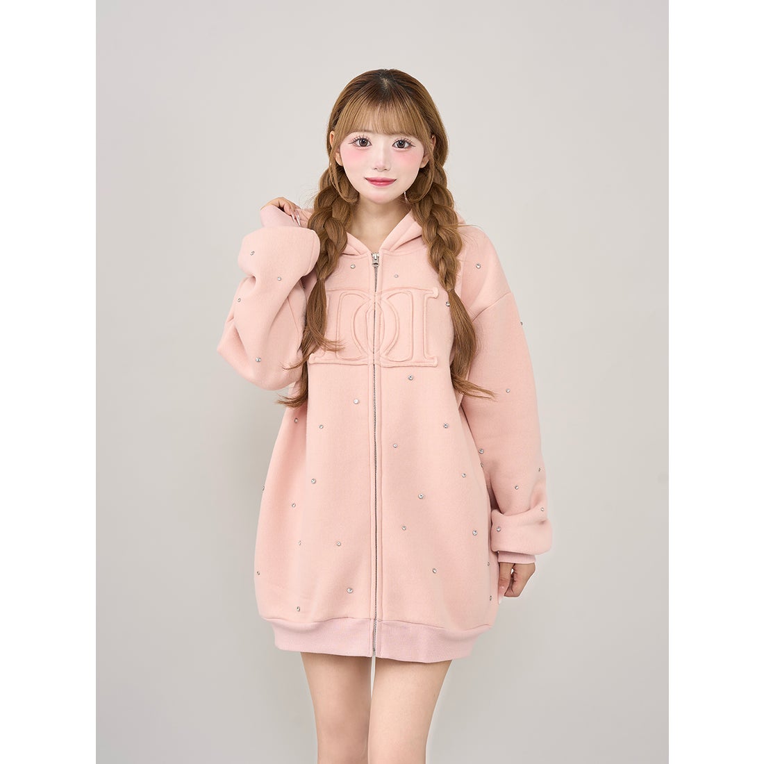 ダーリッチ Darich DDロゴビジュージップパーカー （ピンク