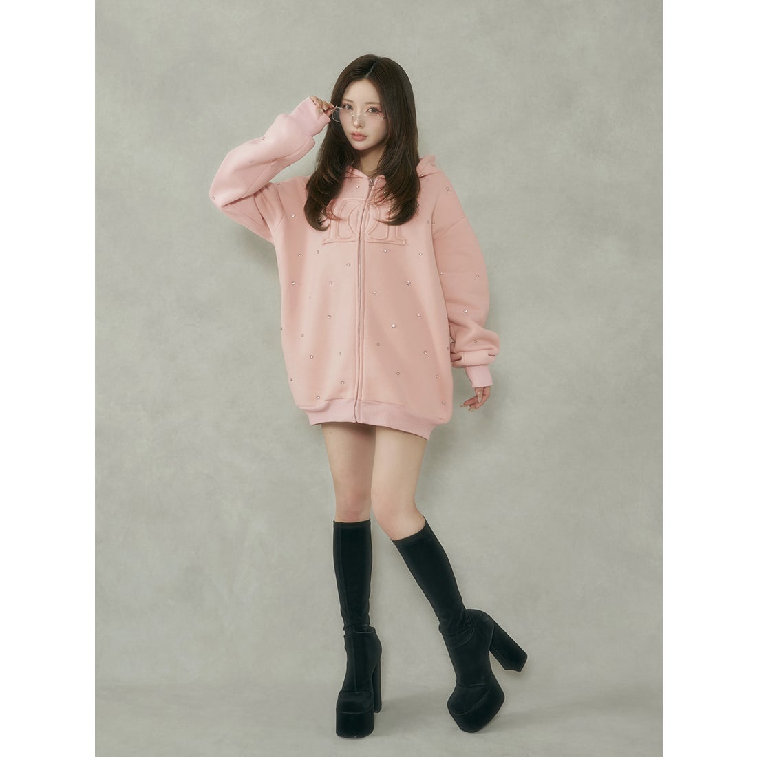 ダーリッチ Darich DDロゴビジュージップパーカー （ピンク