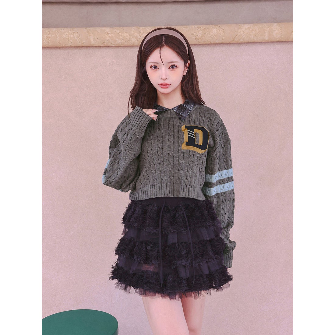 ダーリッチ Darich ミックスレースフリルミニスカート （ブラック