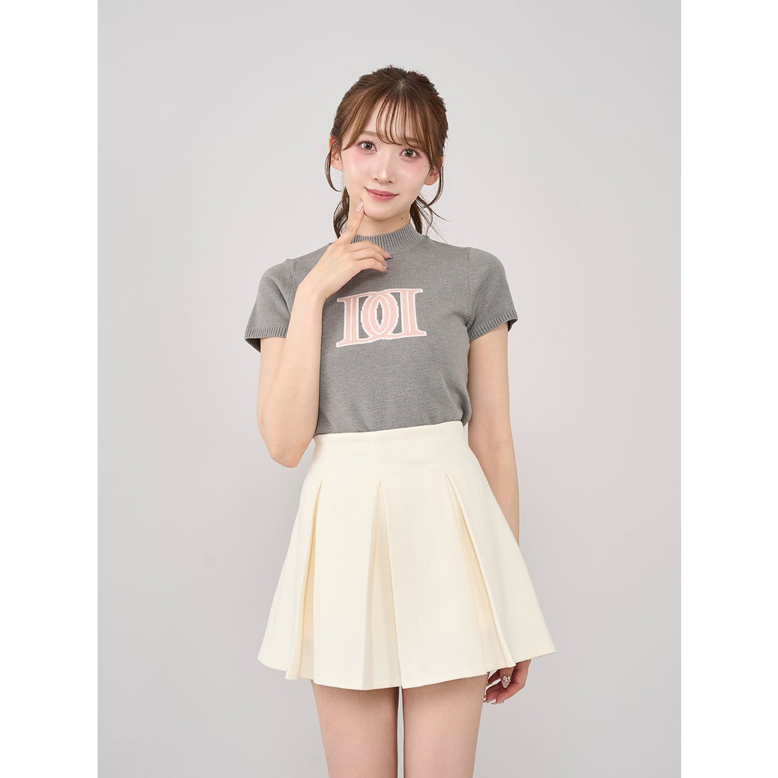 ダーリッチ Darich DDロゴベーシックニットトップス （グレー