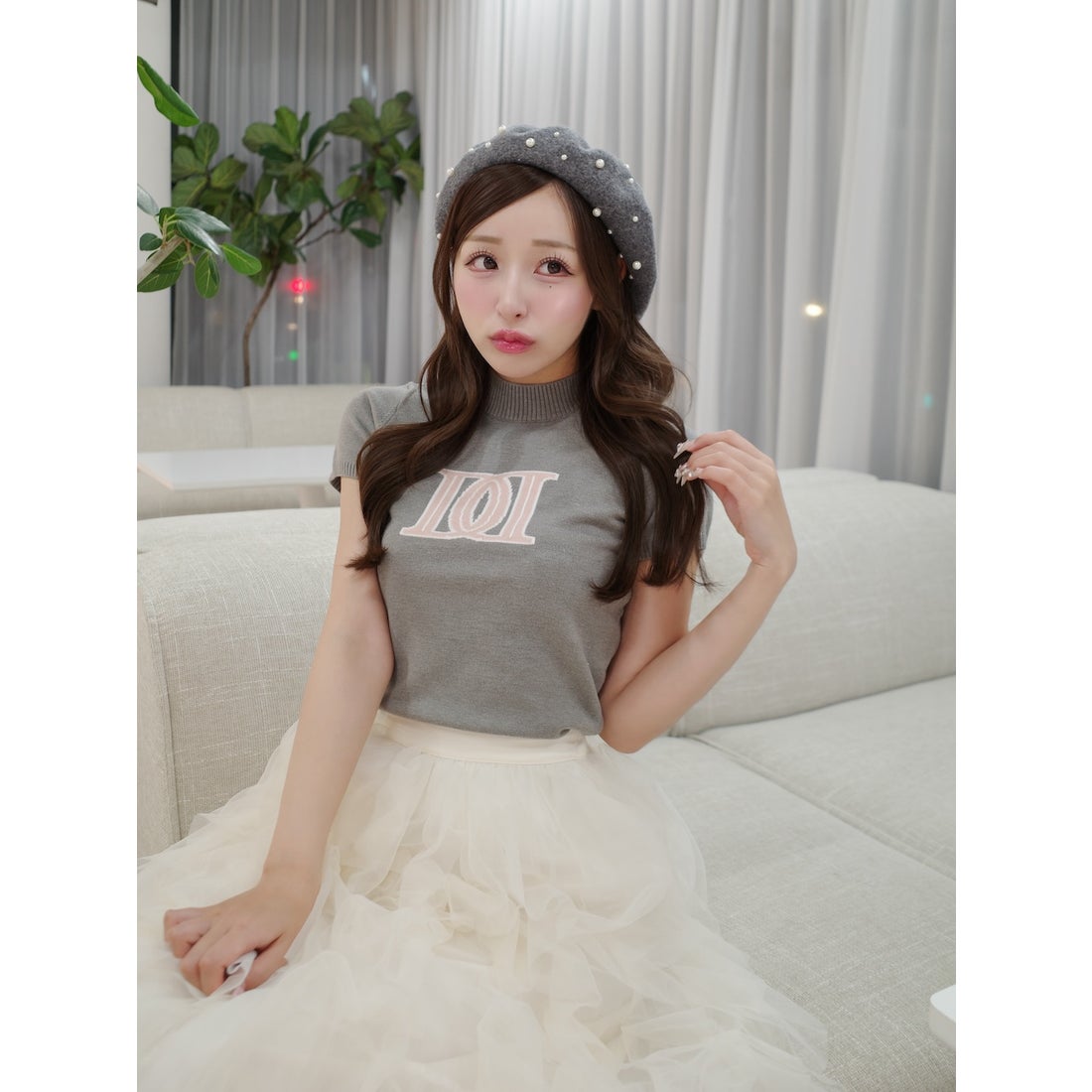 ダーリッチ Darich DDロゴベーシックニットトップス （グレー