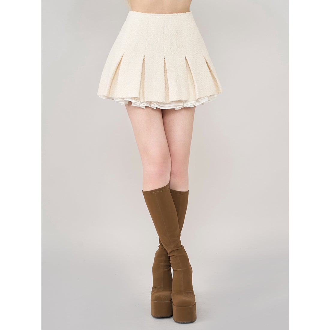 ダーリッチ Darich スパンコールツイードミニスカート （アイボリー