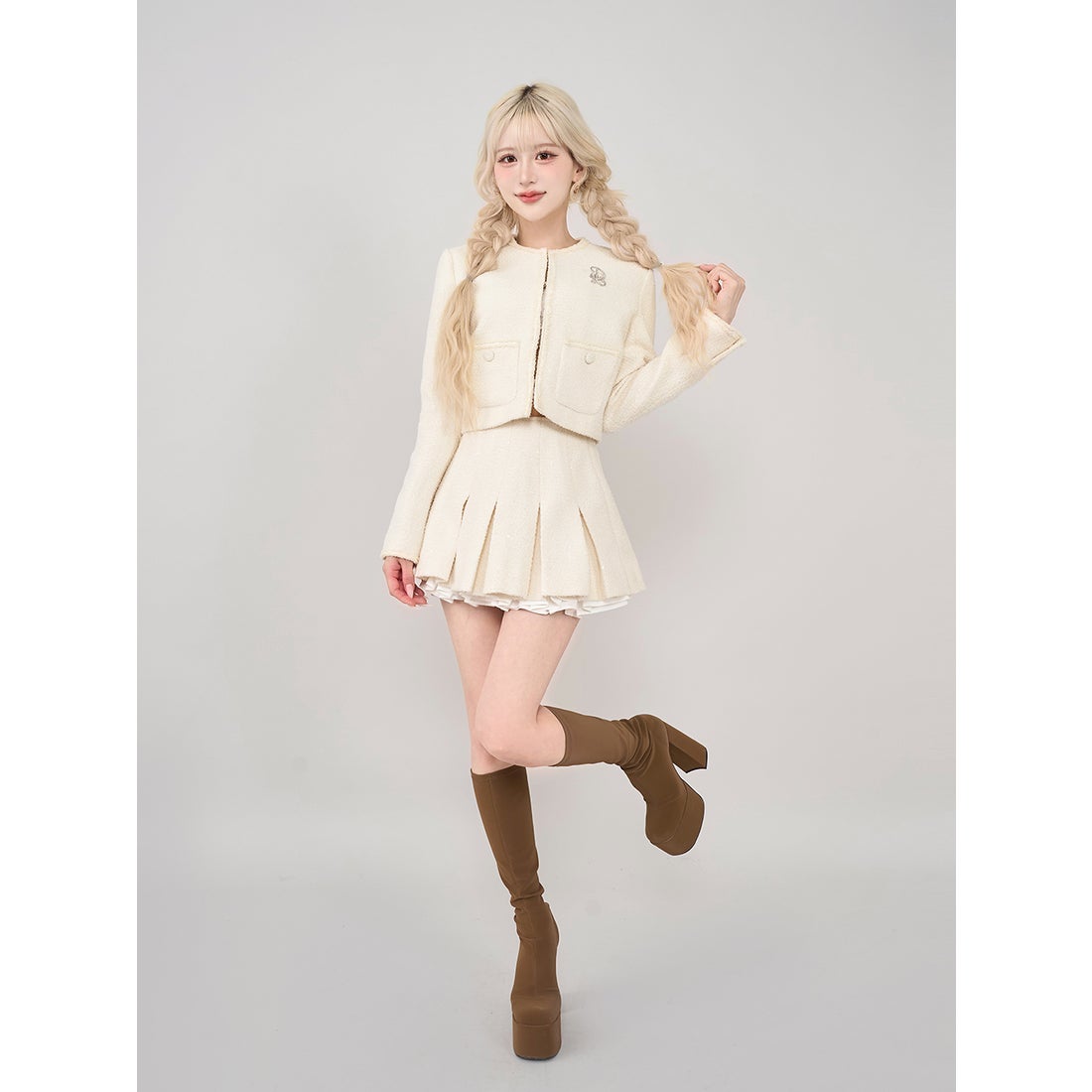 ダーリッチ Darich スパンコールツイードミニスカート （アイボリー