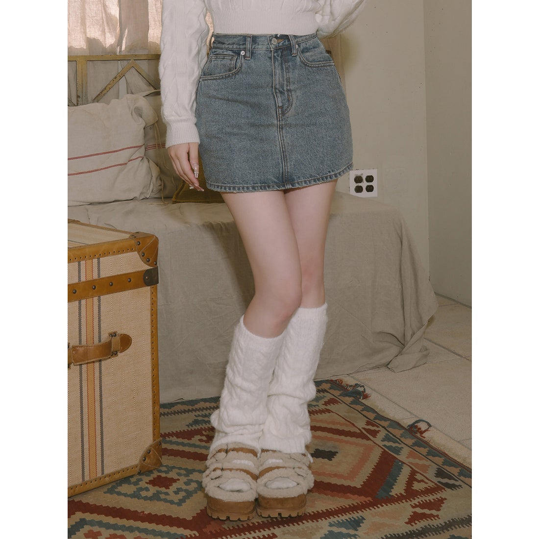 ダーリッチ Darich バックカーブデニムミニスカート （ブルー