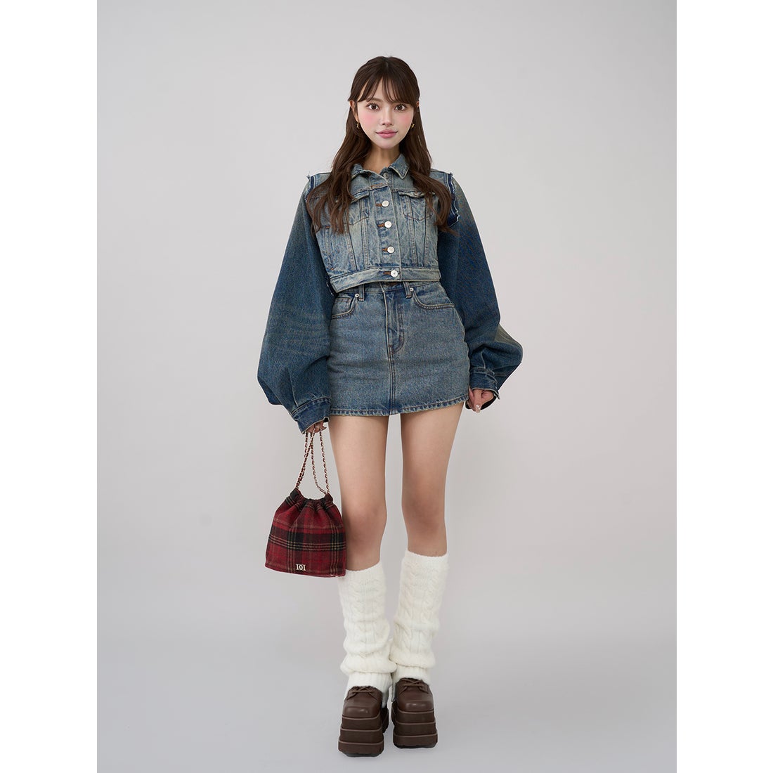 ダーリッチ Darich バックカーブデニムミニスカート （ブルー