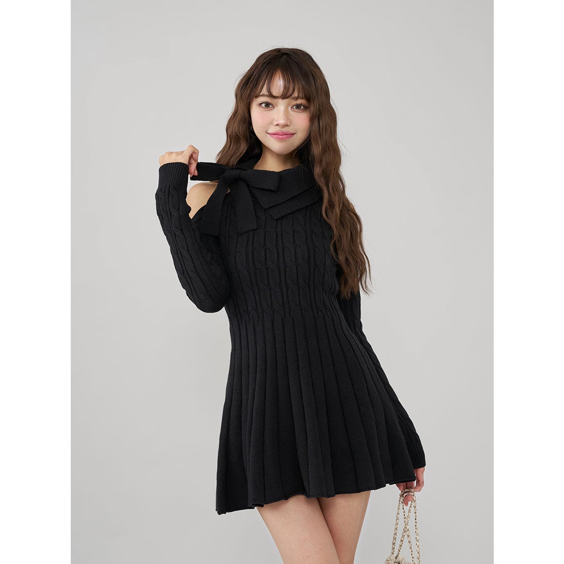 ダーリッチ Darich アメスリフレアニットミニワンピース （ブラック