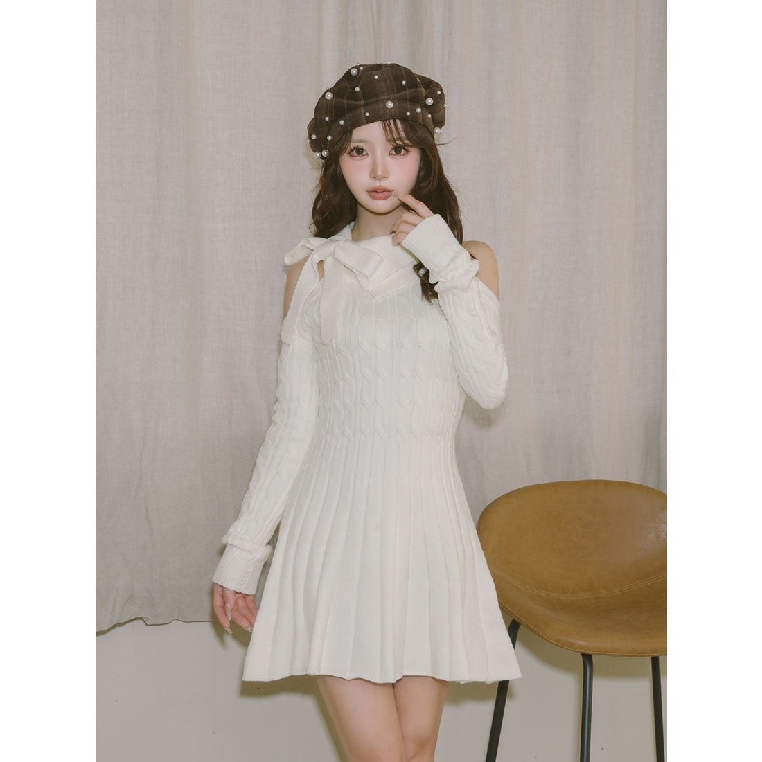 ダーリッチ Darich アメスリフレアニットミニワンピース （アイボリー