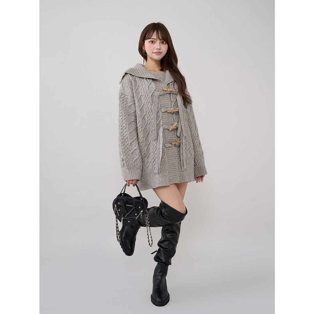 ダーリッチ Darich ケーブルアンサンブルニットミニワンピース