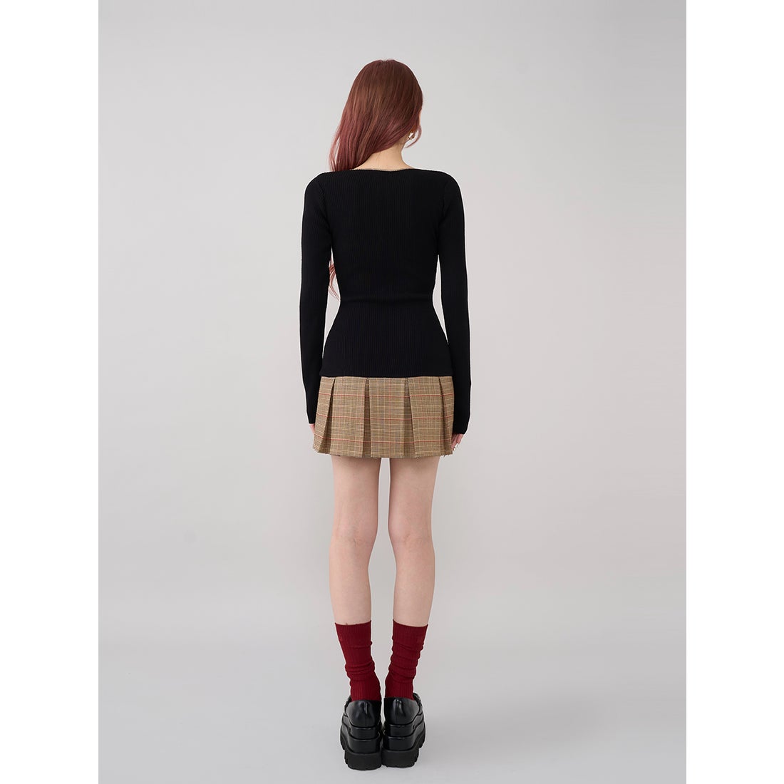 ダーリッチ Darich ポイントチェックニットミニワンピース （ブラック
