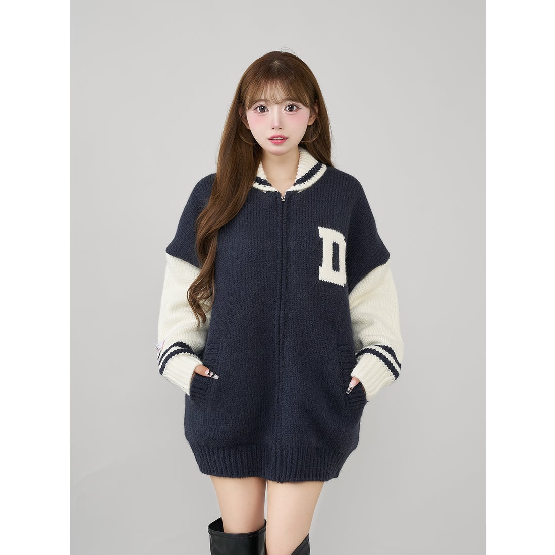 ダーリッチ Darich THE Social CLUBニットブルゾン （ネイビー