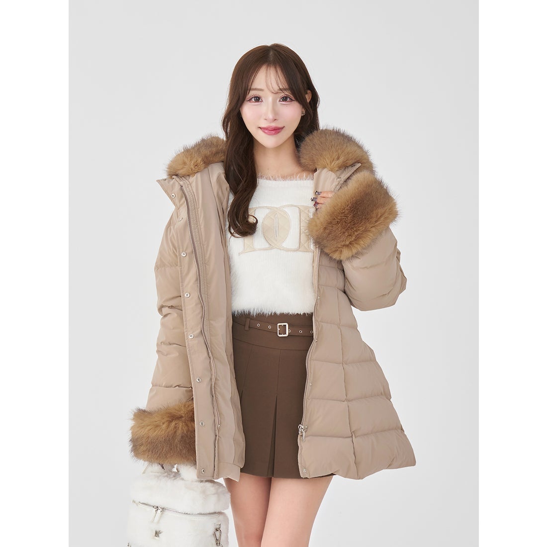 ダーリッチ Darich レディミディダウンコート （ベージュ） -靴