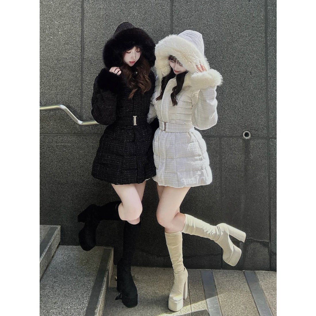 ダーリッチ Darich レディミディツイードダウンコート （ブラック