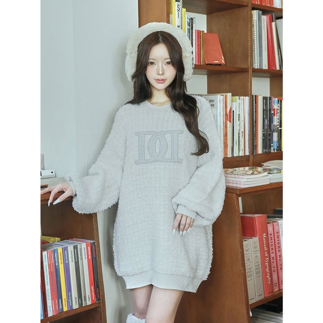 ダーリッチ Darich DDロゴツイードニットプルオーバー （サックス